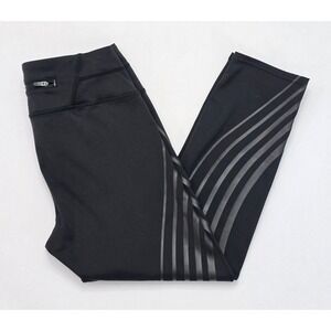 Athleta Womens Black Reflective Striped Crop Leggings Tights S 597324-00